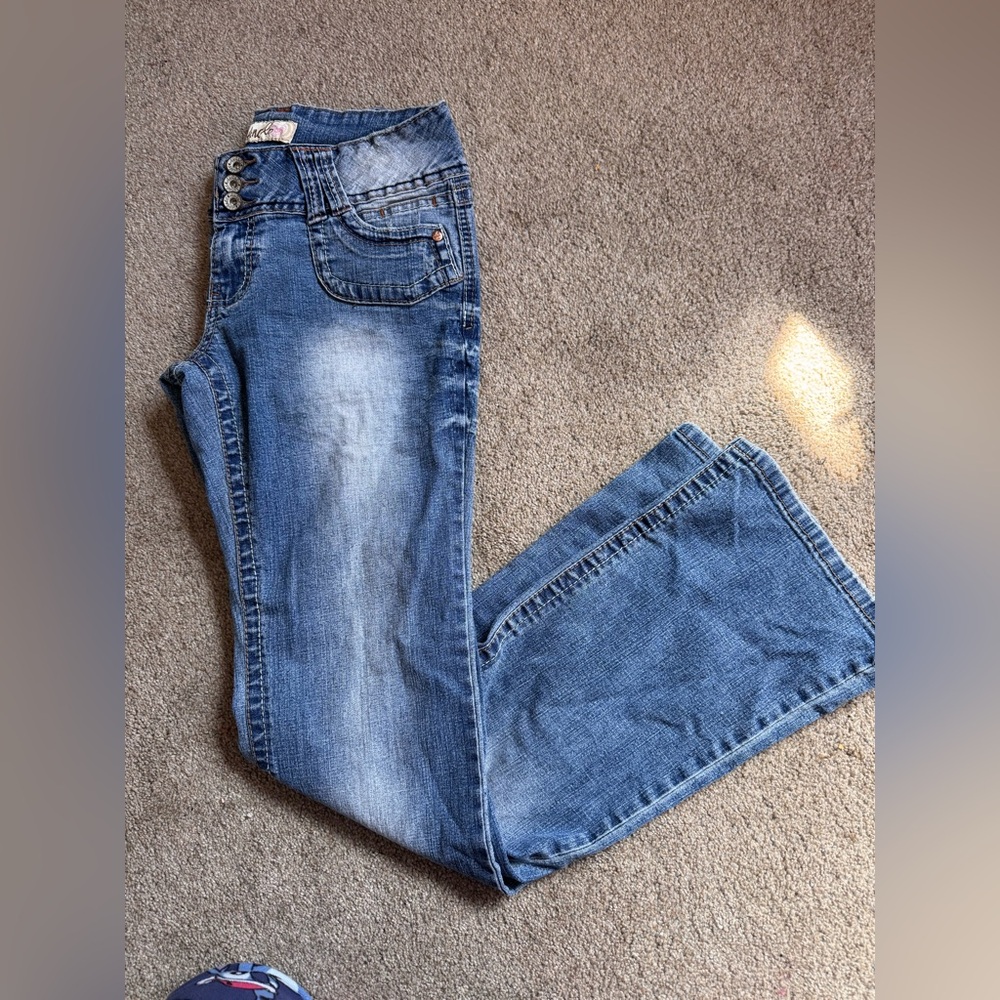 Angels Women's Light Blue Flared Jeans - Picture 3 of 5